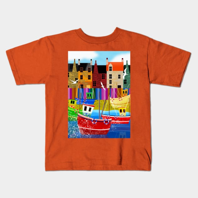 Seaside Town Kids T-Shirt by Scratch